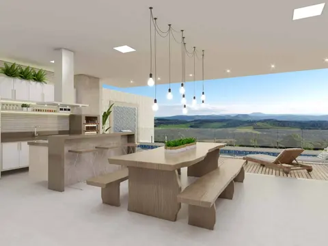 Projeto em 3D: Área gourmet integrada com vista do vale