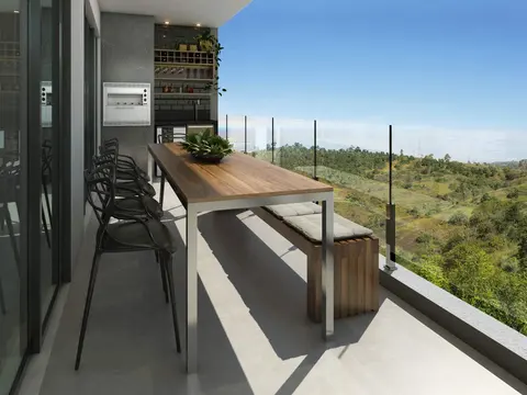 Projeto em 3D: Varanda gourmet com vista do vale